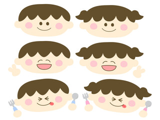 ゆるい可愛い男の子と女の子の子供のイラスト