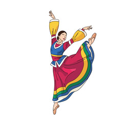Traditional Folk Dancer in Colorful Costume Performing Dynamic Move