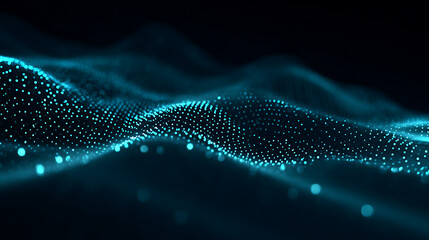 Dynamic glowing blue particle wave for innovative tech, science, or futuristic concept presentations and creative projects needing a modern, digital feel