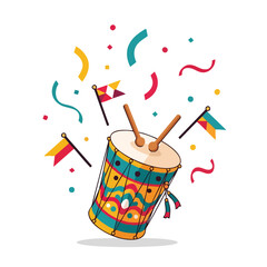 Colorful Traditional Drum and Confetti Celebration Festival Icon