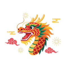 Vibrant Chinese Dragon Head Vector Symbolizing Lunar New Year