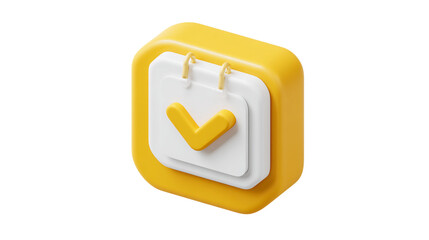 Yellow and White Clipboard with Check Mark on Transparent Background Task Management and Productivity Tool in Isometric Style, PNG