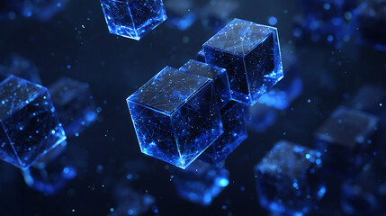 Futuristic glow cubes represent digital transformation, data connection, and modern solutions for technology, innovation, and artificial intelligence needs