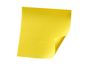 Yellow Sticky Note with Curled Corner on Transparent Background, PNG