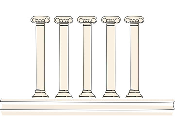 Continuous line drawing architecture concept for international event Democracy Day. Classical columns evoke ancient origins of democracy, emphasizing pillars of law, stability, and societal structure.
