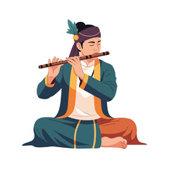 Traditional Musician Playing Flute Cultural Performance Art