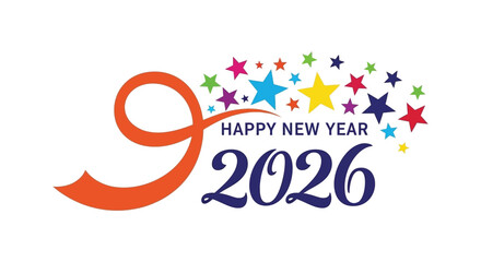 Naklejka premium Celebrating the arrival of the year 2026 with colorful fireworks and festive greetings