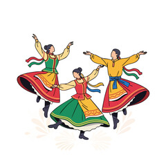 Traditional Folk Dancers in Colorful Costume Performing Cultural Dance