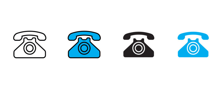 Telephone icon set vector on white background. rotary phone, vintage phone symbol.  old phone, retro icon. vector illustration.