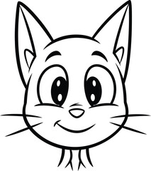 Obraz premium Cartoon Cat Face Line Art Illustration for Kids Coloring