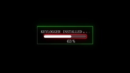 Keylogger Installed Progress Bar with Neon Glow and 38 Percent Completion loading downloading