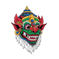 Traditional Balinese Barong Mask Vector Illustration Isolated