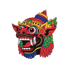 Traditional Balinese Monster Mask Vector Art Culture Icon
