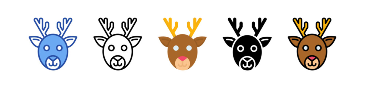 Reindeer Icon Multi Style Illustration	