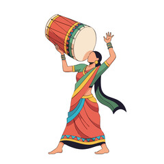 Woman dancing with traditional drum performance