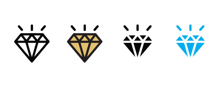 Daimond icon set vector on white background, jewelry, gems symbol. premium quality icon. vector illustration.