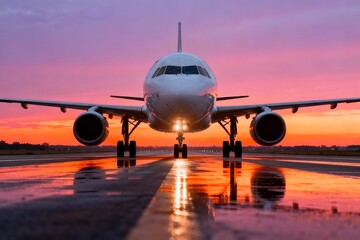 Commercial jet aircraft on airport runway symbolizing modern air travel, global transportation, aviation technology, international tourism, airline operations, passenger mobility, aerospace industry, 