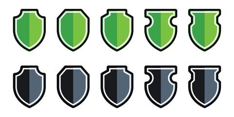 Protective shield icon set.