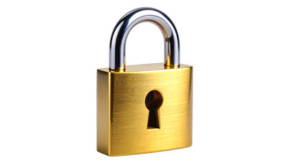 Fototapeta premium Shiny gold padlock with silver shackle against a black background