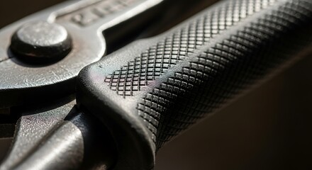 Macro Shot of Textured Pliers Grip Showcasing Metal Tool Detail