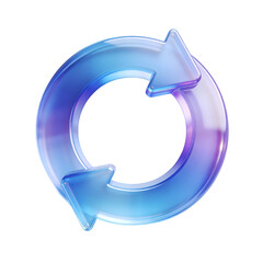 A circular arrow icon with a vibrant blue and purple gradient effect