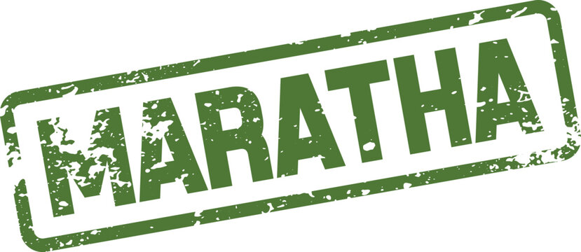 Grungy Green MARATHA Text Stamp Signifying Historical Indian Empire and Heritage