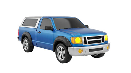 Blue Pickup Truck Isolated on White Background