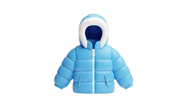 Blue Puffer Jacket Isolated on White Background