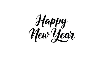 Elegant black script calligraphy displaying the phrase happy new year on a plain white background