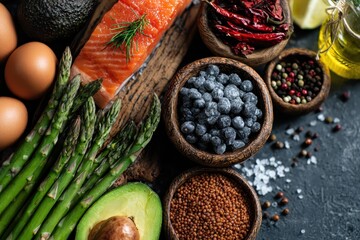 Exploring vibrant ingredients for a nutritious anti-inflammatory diet featuring fresh produce and flavorful fish