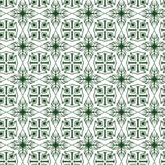 green geometric floral seamless pattern