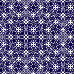 blue floral geometric seamless pattern