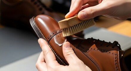 Polishing Classic Leather Shoes with Care and Attention to Detail