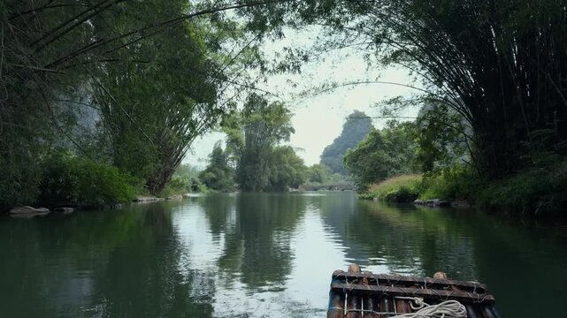 Bamboo Rafting on Li River, Yangshuo, Guilin, China