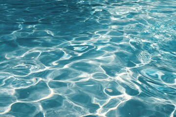 Obraz premium Dazzling white water texture in a serene panoramic view showcasing the gentle ripples and shimmering reflections of sunlight on a clear blue surface