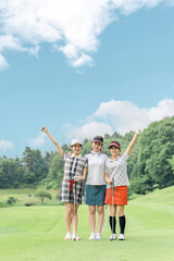 Female golfer on the golf course (course debut, female golfer, golf lesson)