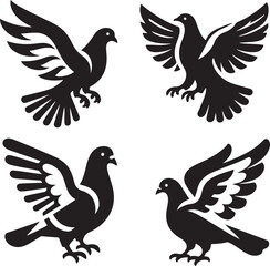 Obraz premium Birds icon silhouette vector with white background