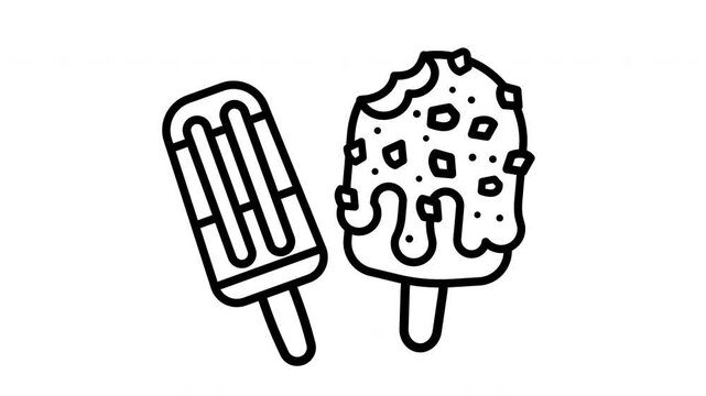 Summer line popsicle icon green screen background looping animation video. Motion graphic.