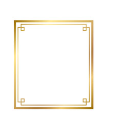 Obraz premium Elegant golden art deco frame with geometric corners on a white background, perfect for invitations and certificates.