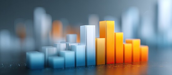 3D bar graph with blue and orange bars, abstract background