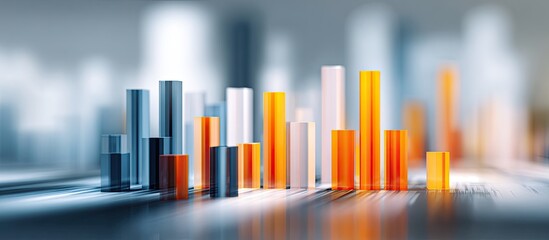 Colorful 3D bar graph with blurred background and reflections
