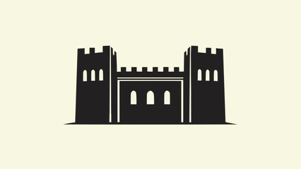 Black Silhouette of a Medieval Castle Fortress. © MAS