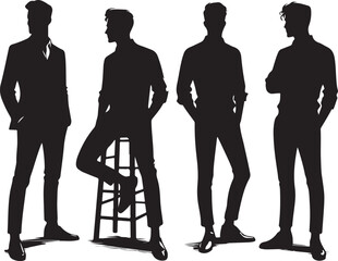 group of men's icon silhouette vector with white background