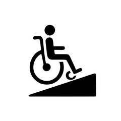 Icon "Inclusive Design": a wheelchair easily ascending a ramp.