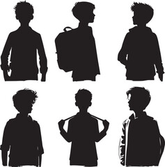 group of boys icon silhouette vector with white background