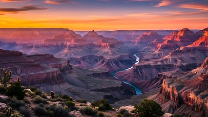 Grand Canyon National Park at Sunset - A Majestic Landscape.