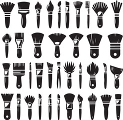 Brush icon silhouette vector with white background