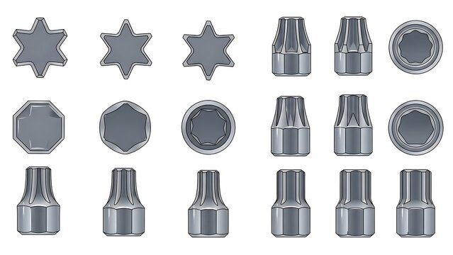 Assortment of Socket Bits and Adapters in Various Shapes and Sizes.