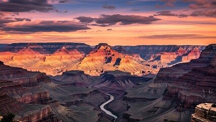 Grand Canyons Majestic Vista at Sunset - A Tapestry of Colors.