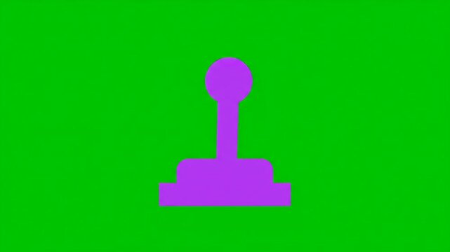 Minimalist purple joystick icon on bright green background.